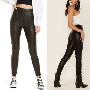 We the Free Spitfire Stacked Vegan Leather Black Skinny Pants Sz 26